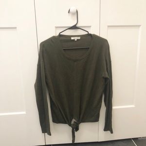 Madewell modern tie front sweater in dark green